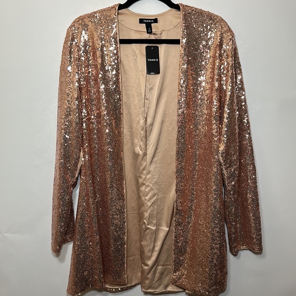 Torrid STRETCH SEQUIN MESH LONG LINE jacket blazer - Picture 6 of 14